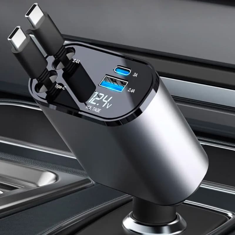 Chargeur Voiture Rapide – Puissance 100W & Câble Rétractable