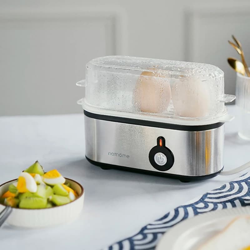 Mini Cuiseur à Œufs Nedis en Acier Inoxydable - Capacité 3 Œufs, 500 W, Argenté