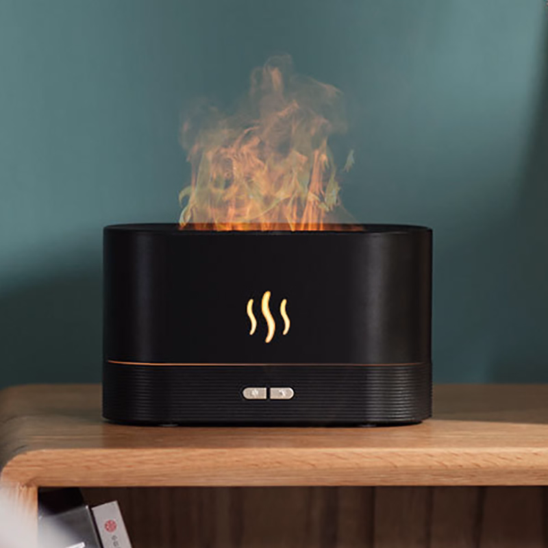Diffuseur d'huiles essentielles de flamme, diffuseur d'aromathérapie ultra-silencieux 7 couleurs LED