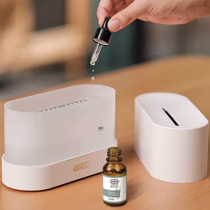 Diffuseur d'huiles essentielles de flamme, diffuseur d'aromathérapie ultra-silencieux 7 couleurs LED