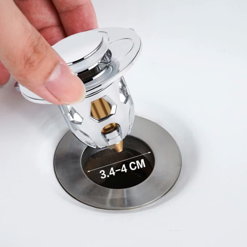 Bouchon de Vidange Universel pour Lavabo TKTTBD - Filtre de Vidange Rétractable en Acier Inoxydable et Laiton