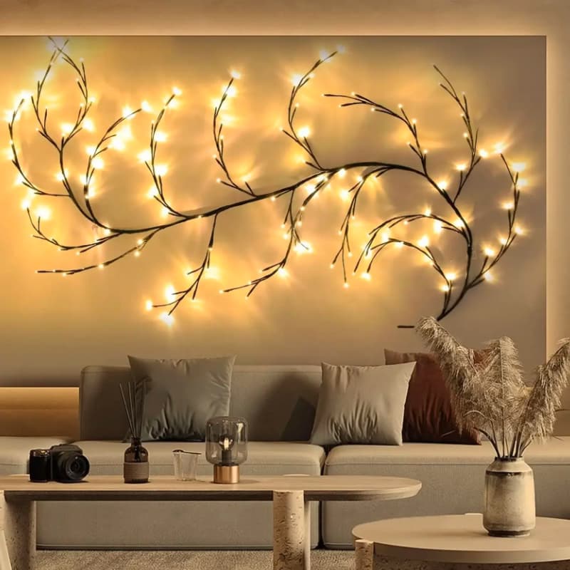 Wopigh Arbres Lumineux LED - Décoration Murale Intérieure en Vigne Éclairée avec 8 Modes d'Éclairage