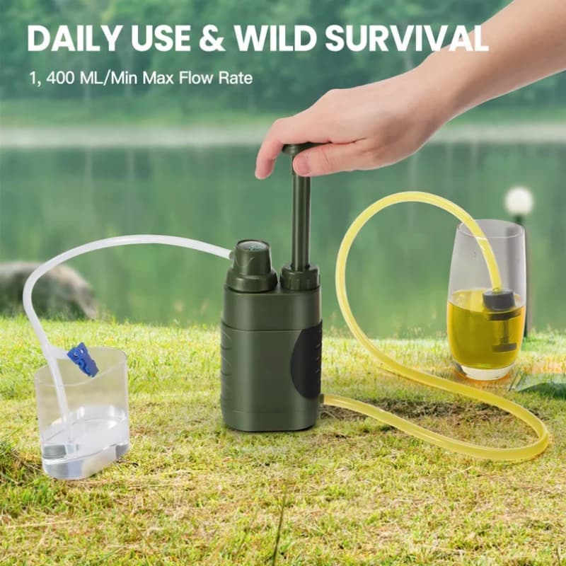 Purificateur Eau Portable pour Extérieur Purewell - Filtration à 4 Étapes, Pompe Filtrante