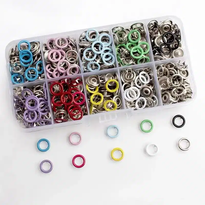 Boutons-Pression Métal – Kit Complet 200 Pcs 9 Fixation boutons-pression textile sans outil 02