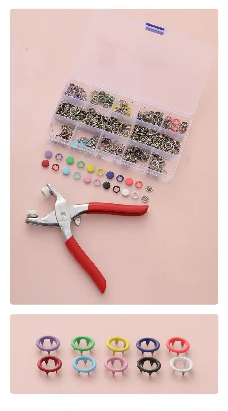 Boutons-Pression Métal – Kit Complet 200 Pcs 14 Kit couture pressions en acier inoxydable 05