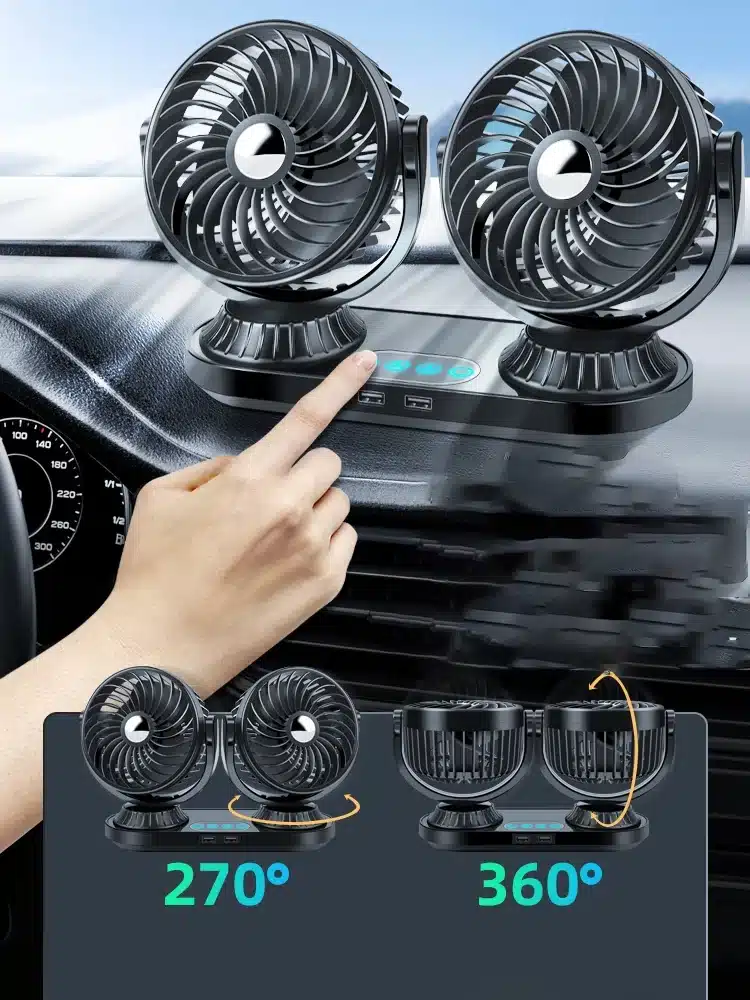 Ventilateur Voiture Rotatif – Refroidissement 360° Ultra-Puissant 8 Ventilateur auto USB avec 3 vitesses 02