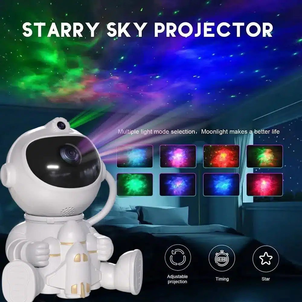 Projecteur de Galaxie Astronaute Mexllex - Projecteur d'Étoiles avec Nébuleuse et Télécommande, Rotation à 360° 8 projecteur astronaute - Projecteur galaxie