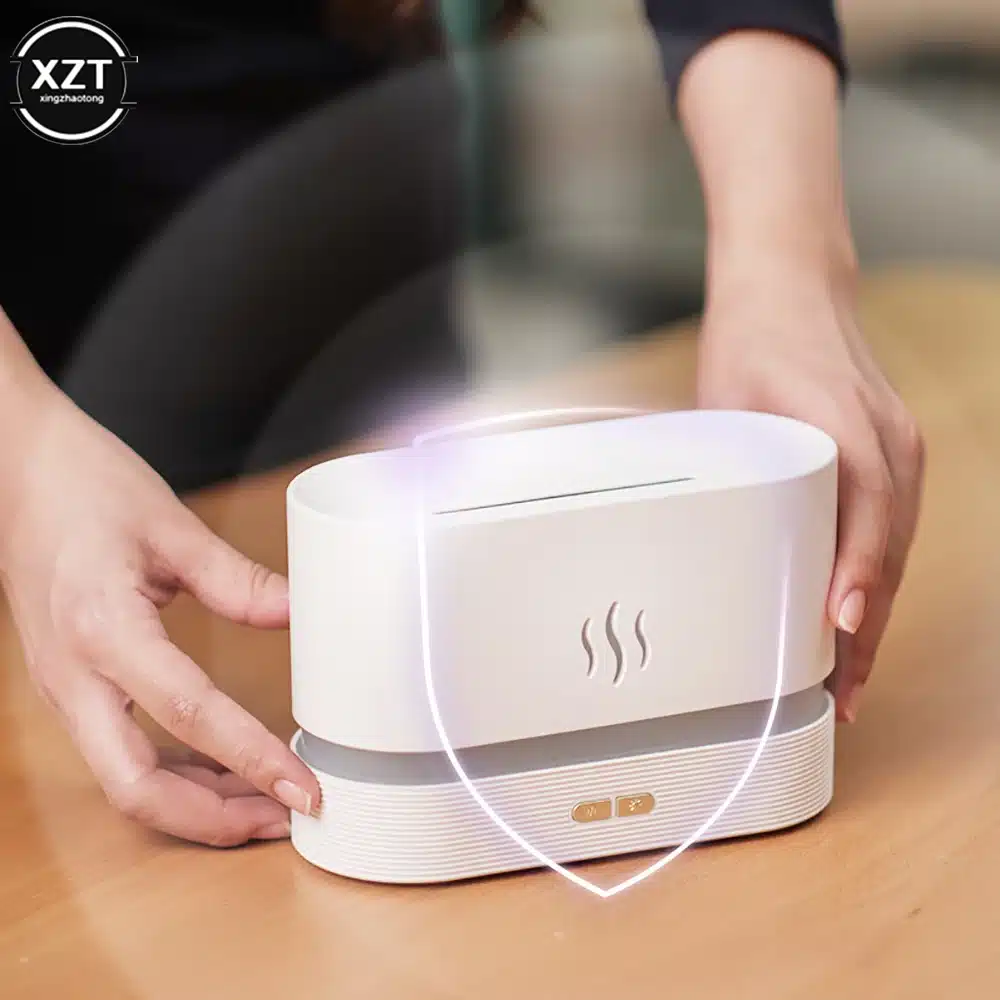 Diffuseur d'huiles essentielles de flamme, diffuseur d'aromathérapie ultra-silencieux 7 couleurs LED 7 humidificateur d'air