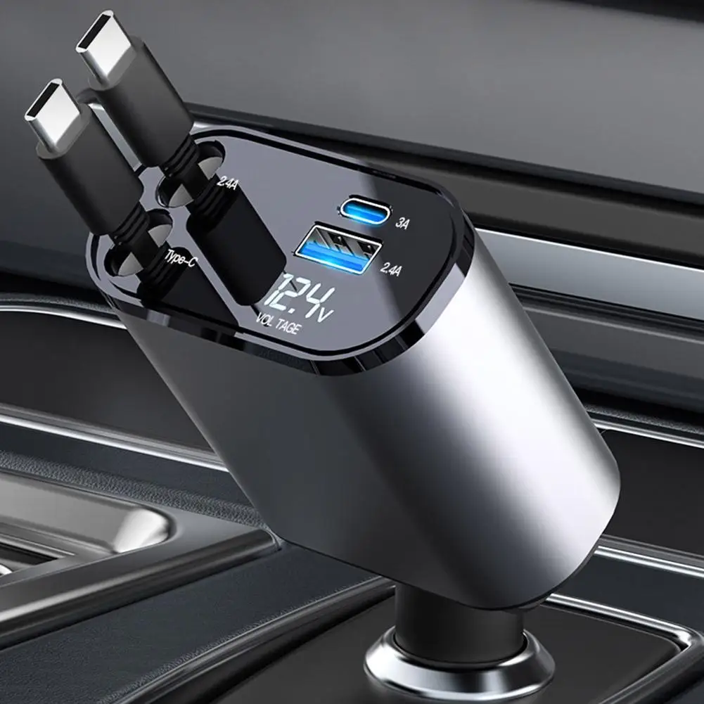 Chargeur Voiture Rapide – Puissance 100W & Câble Rétractable 15 Charge rapide voiture pour iPhone & Samsung 03