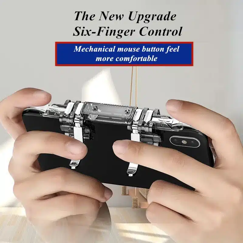 Manette jeu mobile ultra-réactive et ergonomique 6 Contrôleur PUBG avec 6 déclencheurs
