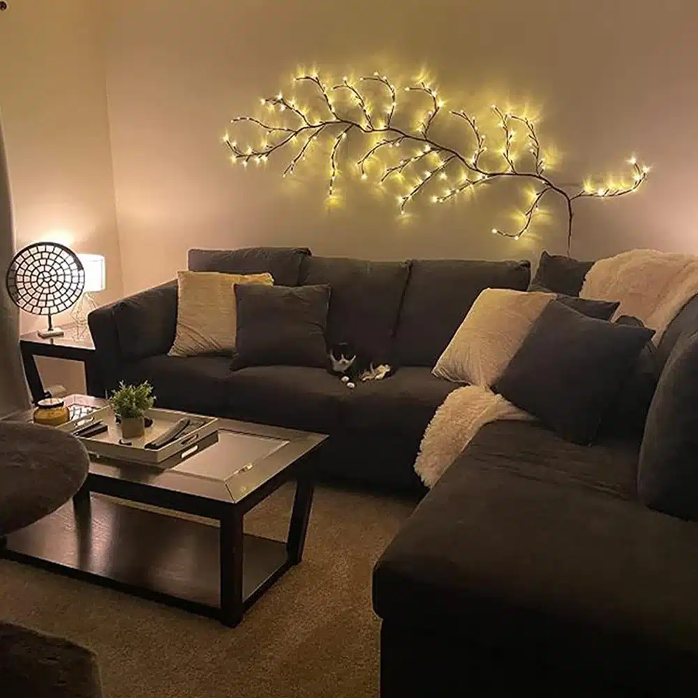Wopigh Arbres Lumineux LED - Décoration Murale Intérieure en Vigne Éclairée avec 8 Modes d'Éclairage 9 Arbre décoratif LED avec 8 modes d’éclairage